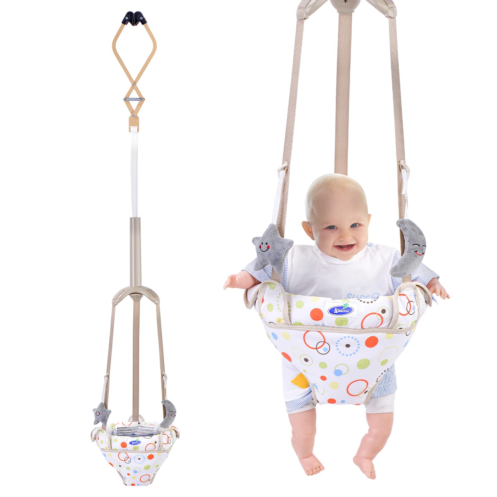 AiBeeYou doorway jumper adjustable strap supports growing babies during play
