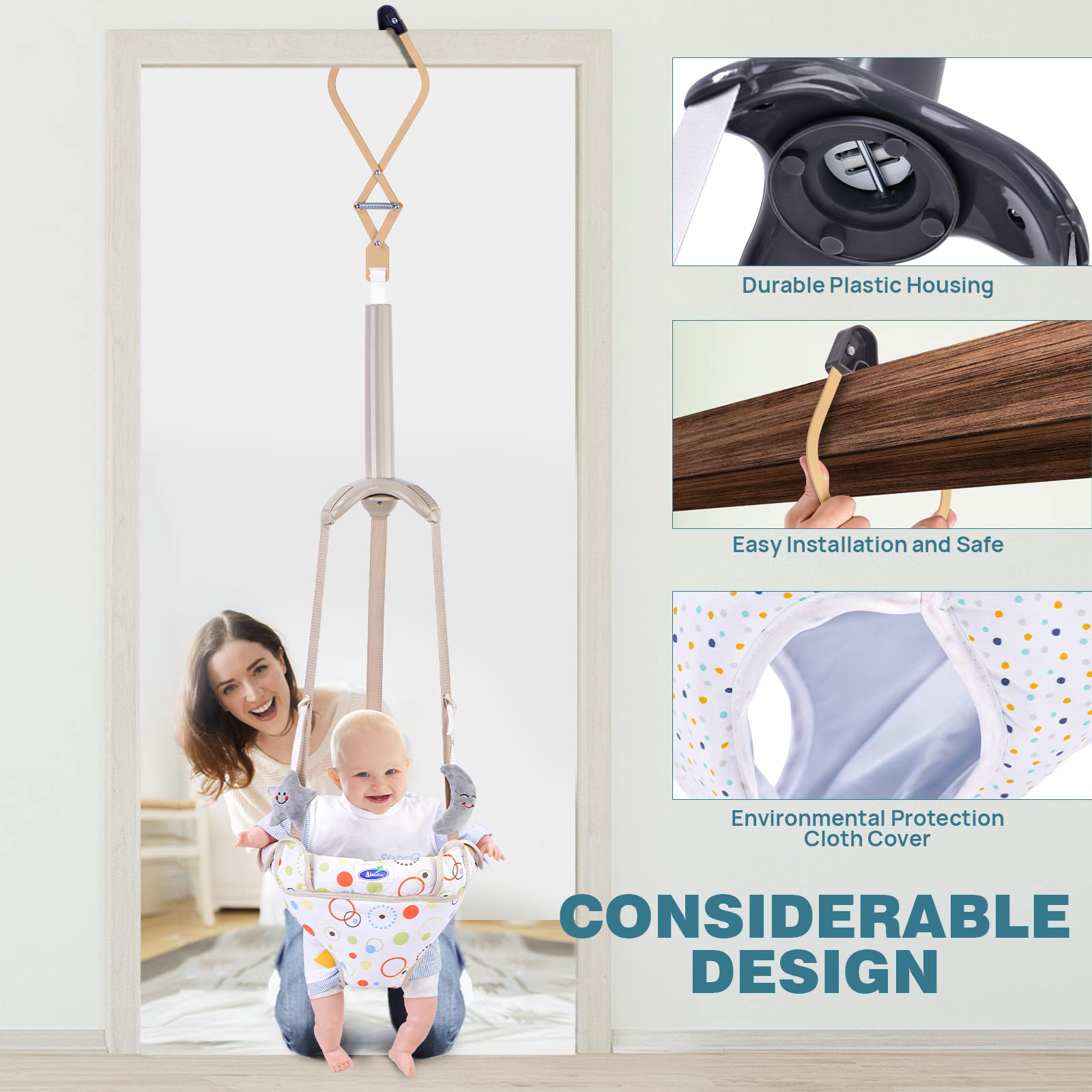 AiBeeYou doorway jumper movement-space highlights expanded activity area for curious infants