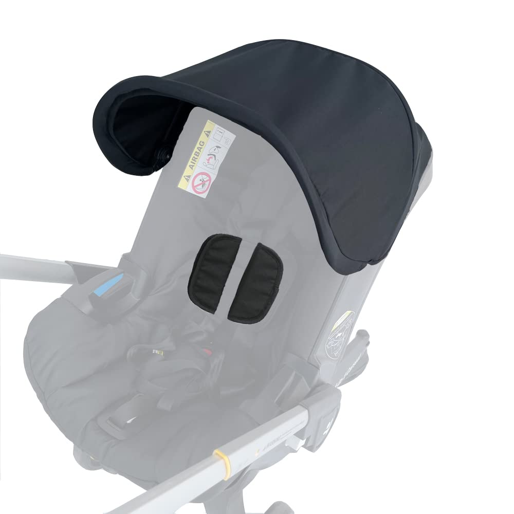 AICTIMO Doona sun shade black front view shows compatibility and sun protection
