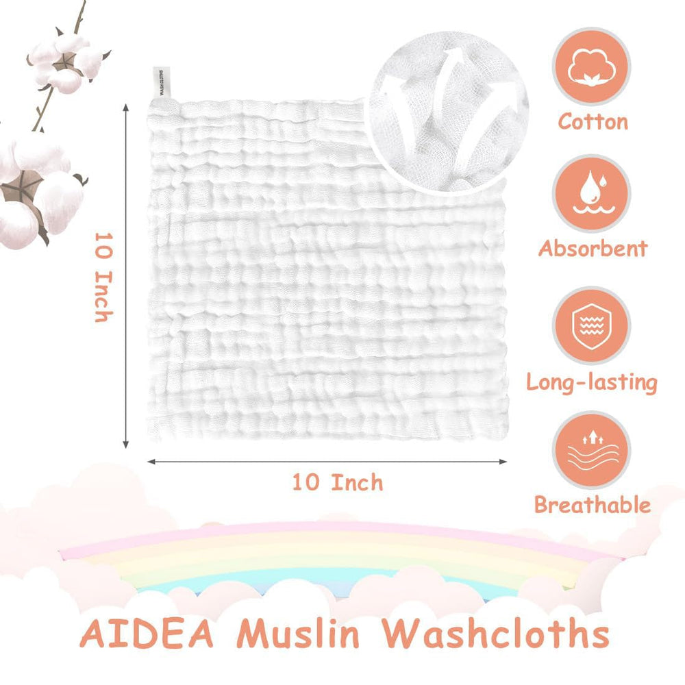 AIDEA baby washcloths folded in hand, ideal for quick cleanups.