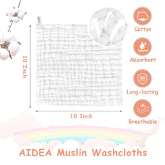 AIDEA baby washcloths folded in hand, ideal for quick cleanups.