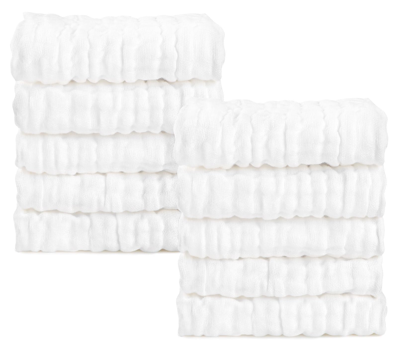 AIDEA baby washcloths 10x10 flat view, soft and absorbent for gentle cleansing.