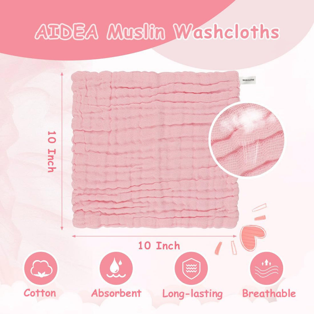 AIDEA washcloths close-up—soft texture highlighting baby skin-friendly fabric.