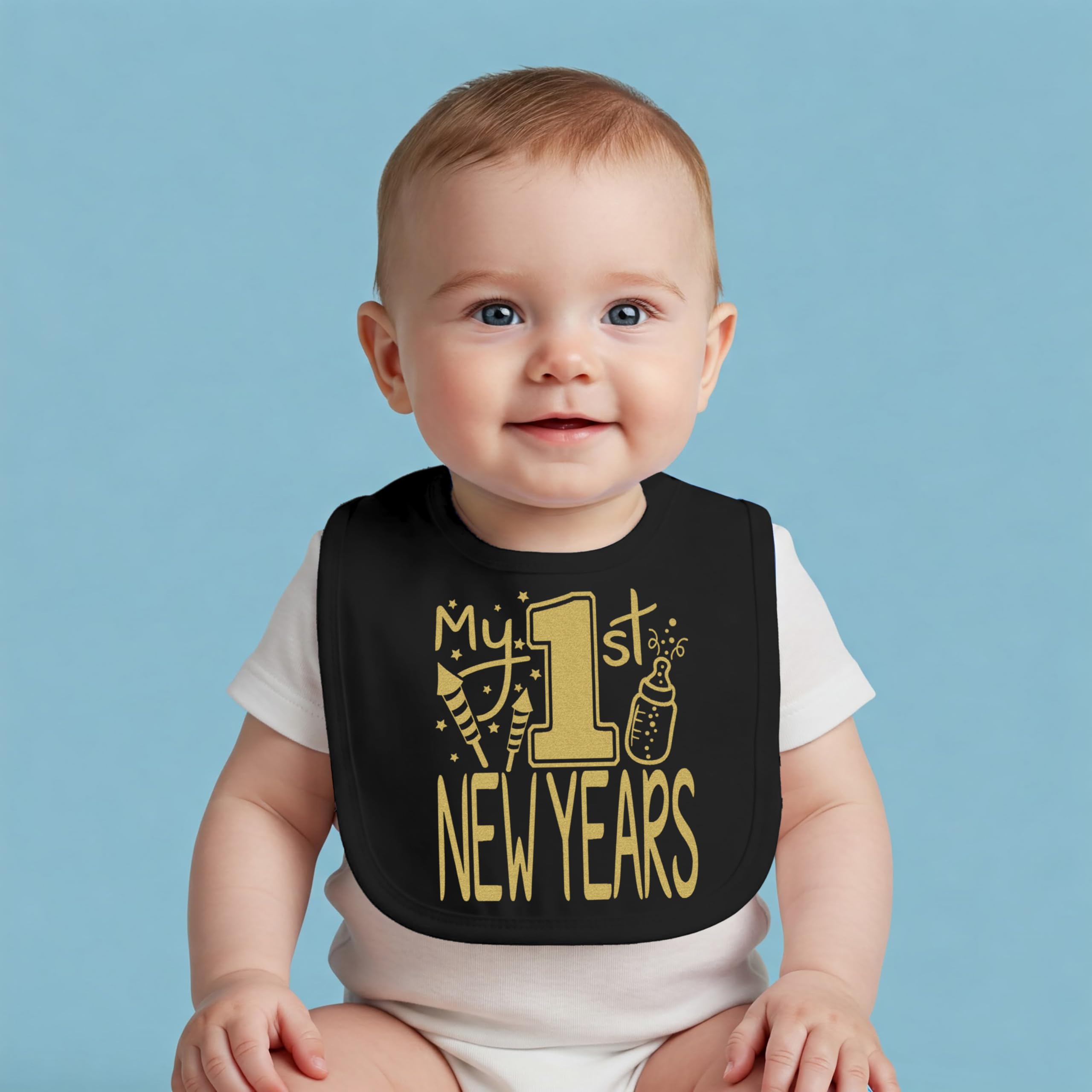 Aiden's Corner soft cotton bib in black provides gentle protection during festive spills.