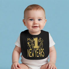 Aiden's Corner soft cotton bib in black provides gentle protection during festive spills.
