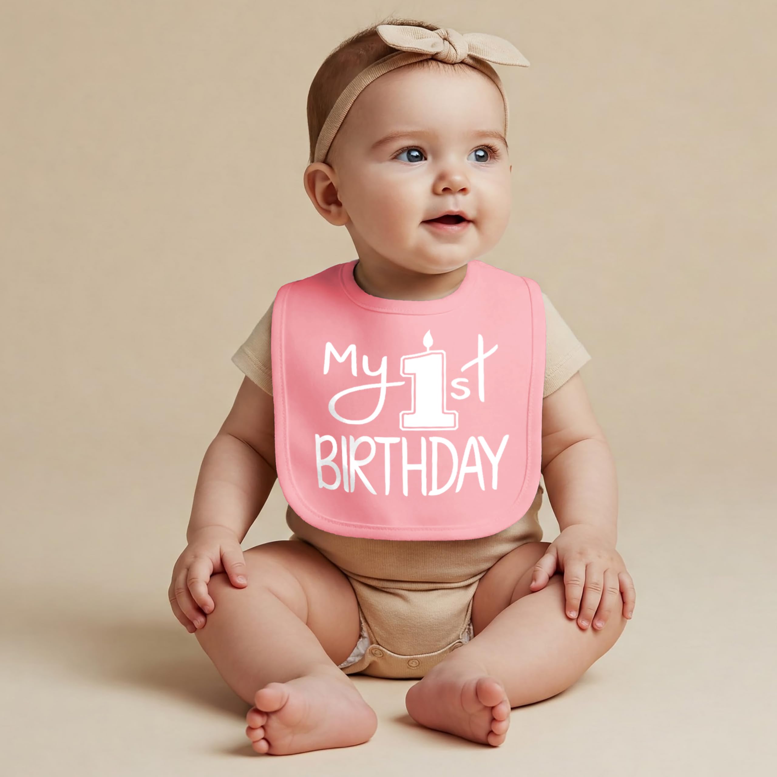 Aidens Corner My 1st Birthday Bib cake-smash protection keeps outfits clean.