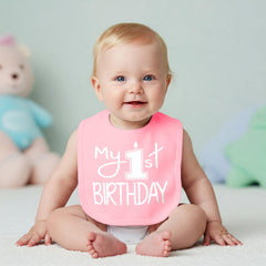 Aidens Corner My 1st Birthday Bib closeup textural cotton detail ensures breathability.