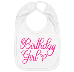 Aiden's Corner first birthday bib in white for baby girl with easy on/off Velcro