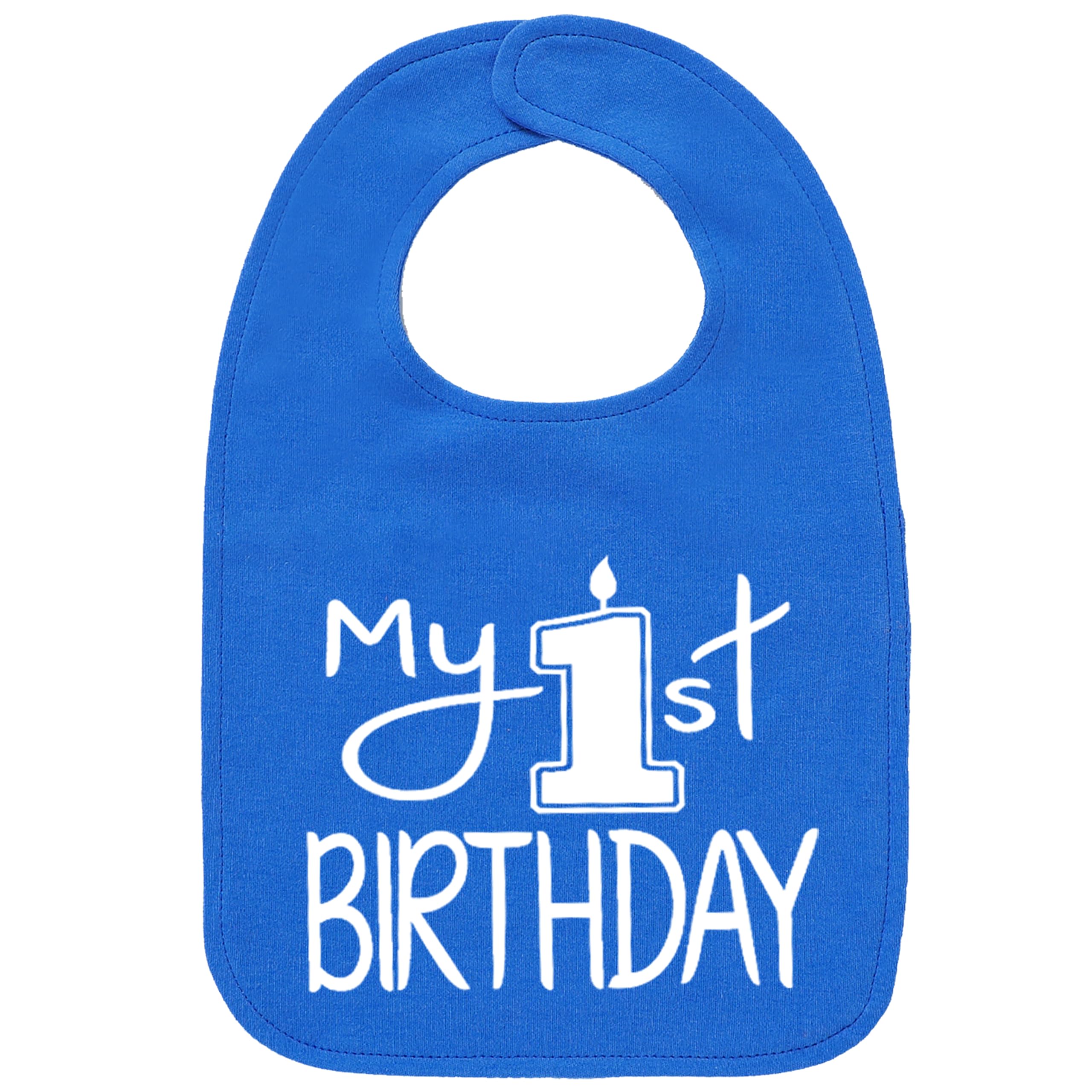 Aiden's Corner My 1st Birthday bib close-up shows soft cotton for cake-smash comfort.