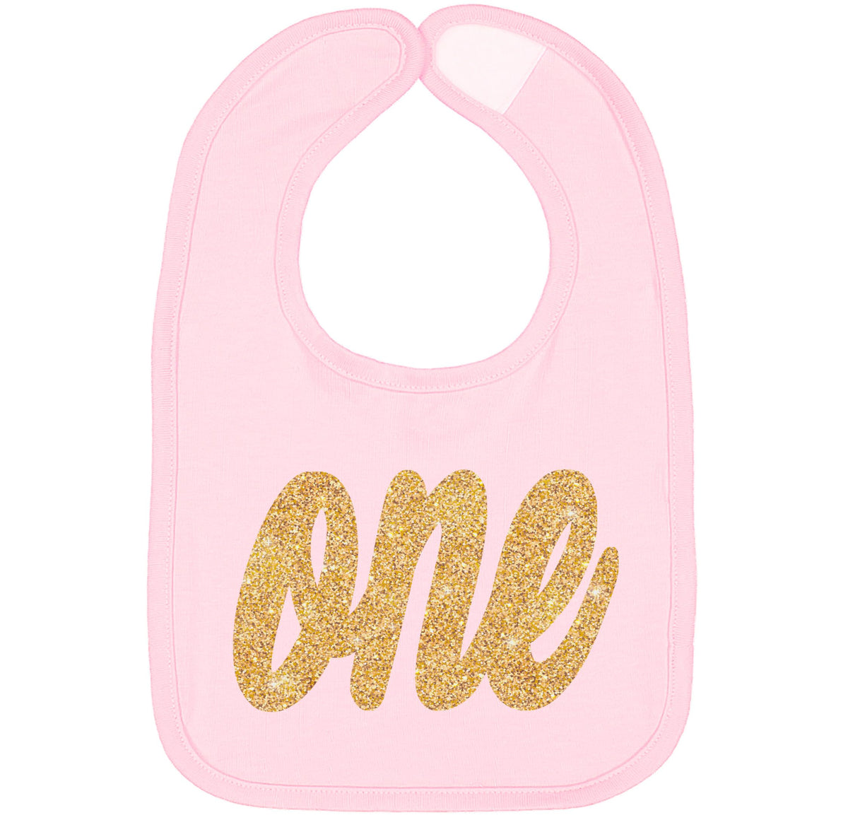 Aiden's Corner one birthday bib in gold silver design for gentle skin contact