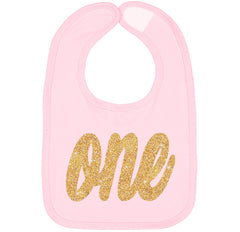 Aiden's Corner one birthday bib in gold silver design for gentle skin contact