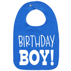 Aiden's Corner Royal baby first birthday bib closeup shows soft cotton and vibrant print for celebrations.