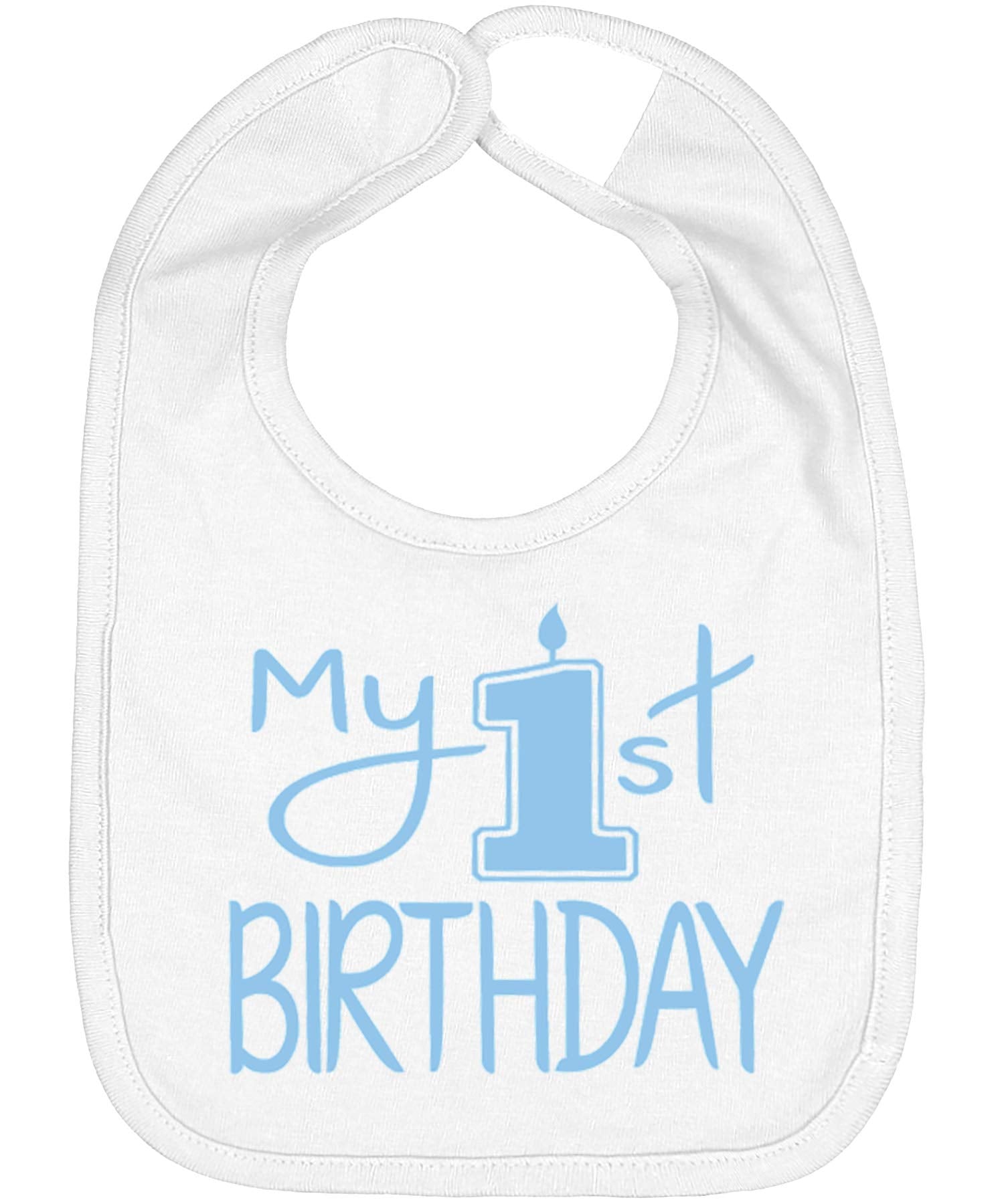 Aiden's Corner My 1st Birthday bib close-up showing cake-smash protection and easy cleanup.