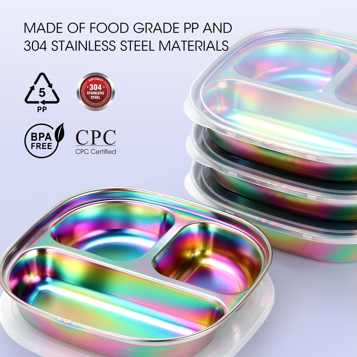 AIEVE divided toddler plate rainbow colors highlights separate compartments for meal portioning