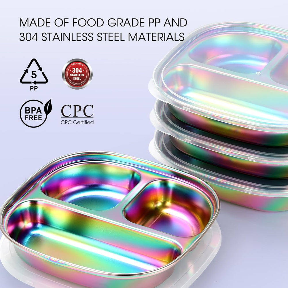 AIEVE divided toddler plate rainbow colors highlights separate compartments for meal portioning