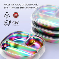 AIEVE divided toddler plate rainbow colors highlights separate compartments for meal portioning