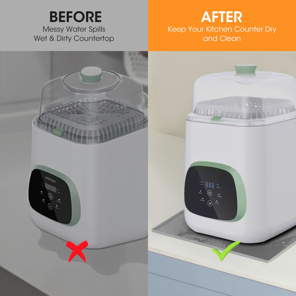 AIEVE sliding mat non-slip top keeps bottles secure during washing.
