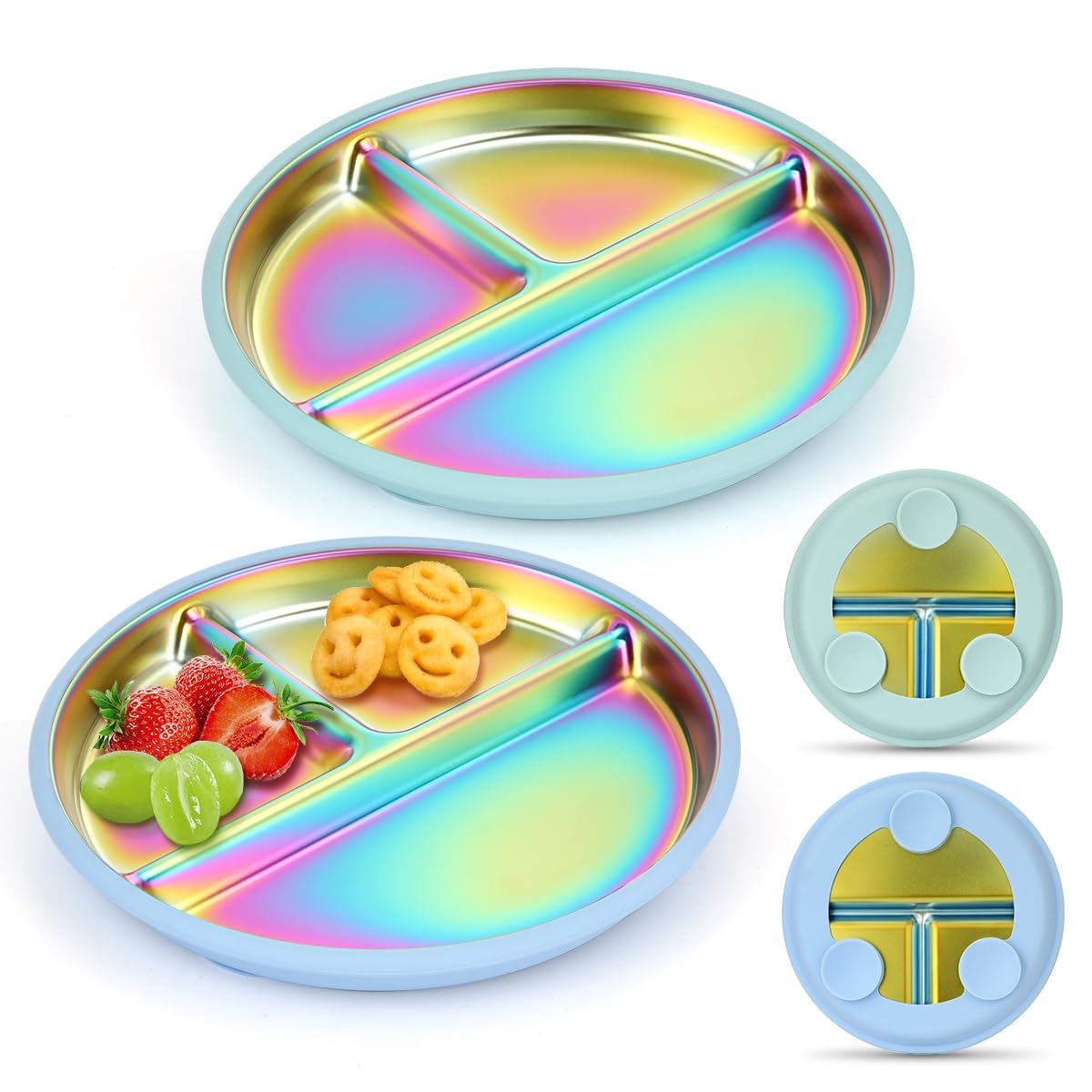 AIEVE stainless steel kids plate with suction points for mess-free feeding
