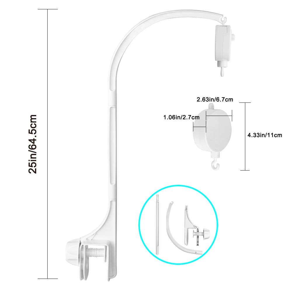 AIFUDA 25-inch baby crib mobile holder compact design fits small nurseries