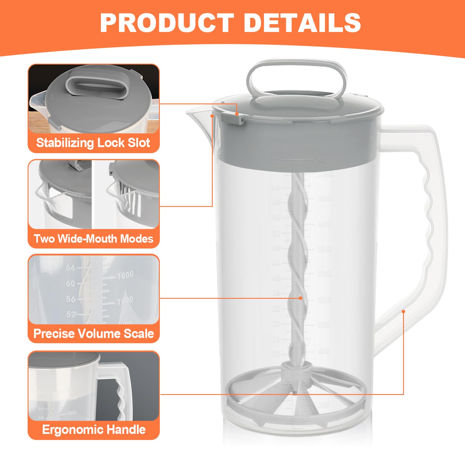 AIIHAC pitcher shows adjustable plunger for customizable blending