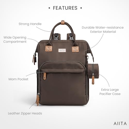 AIITA diaper backpack organization-pockets shows 19 compartments for essentials at a glance.