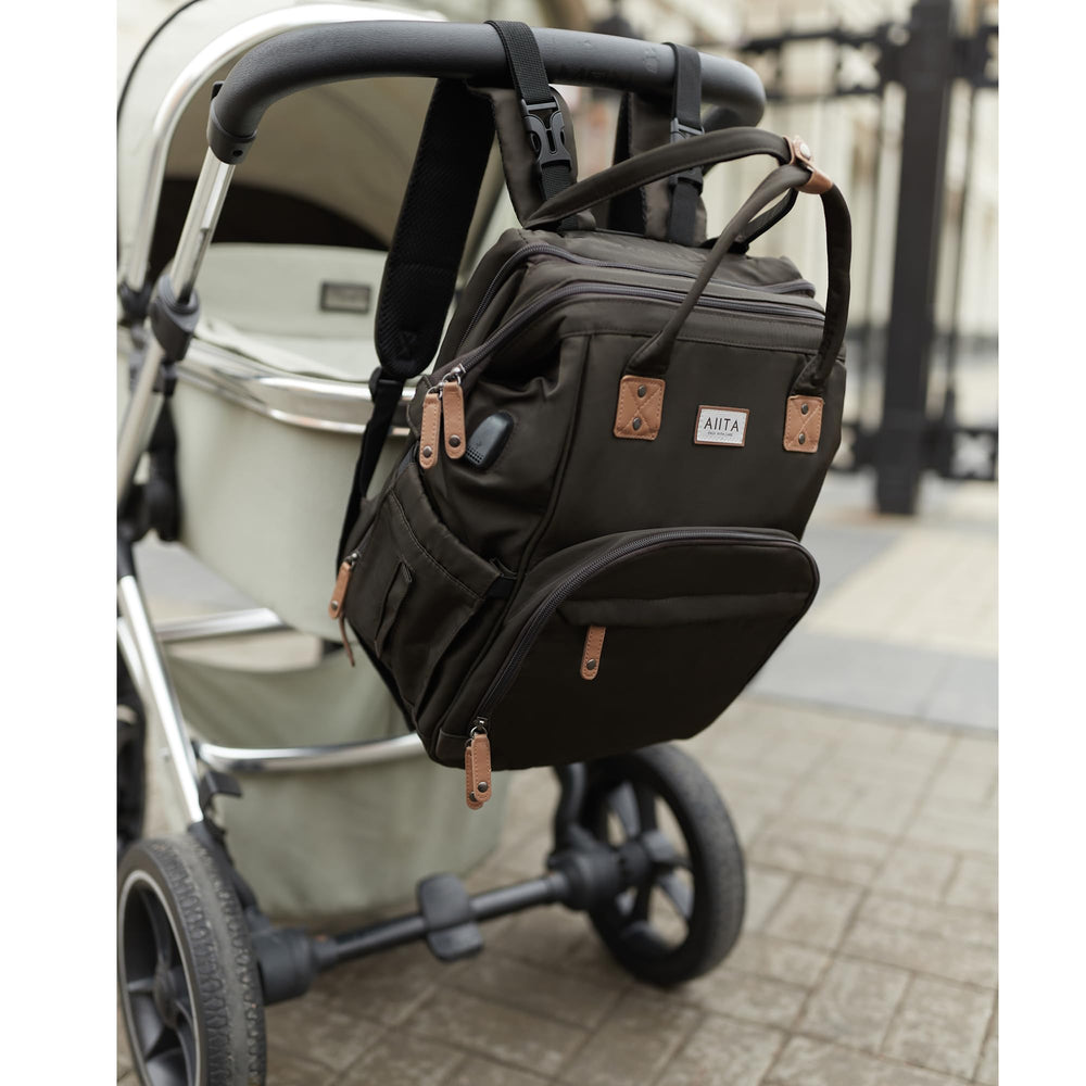 AIITA diaper backpack wet-dry-compartments separate damp clothes from fresh gear.