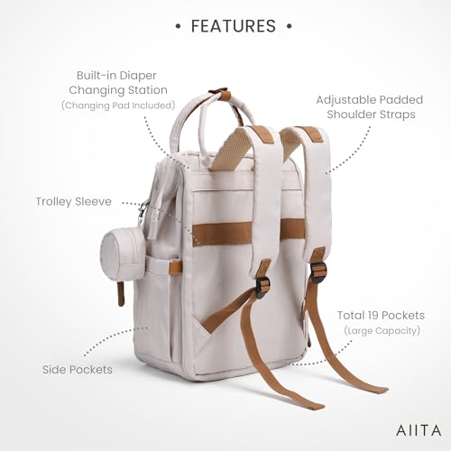 AIITA built-in changing station demonstrates convenient on the go diaper changes.