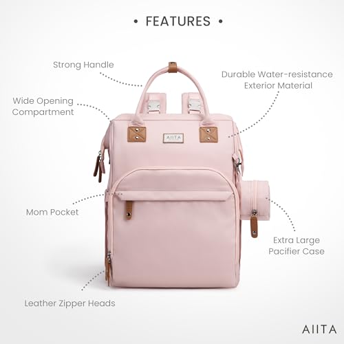 AIITA diaper bag backpack organized pockets highlight smart compartments for diapers, wipes, and bottles.
