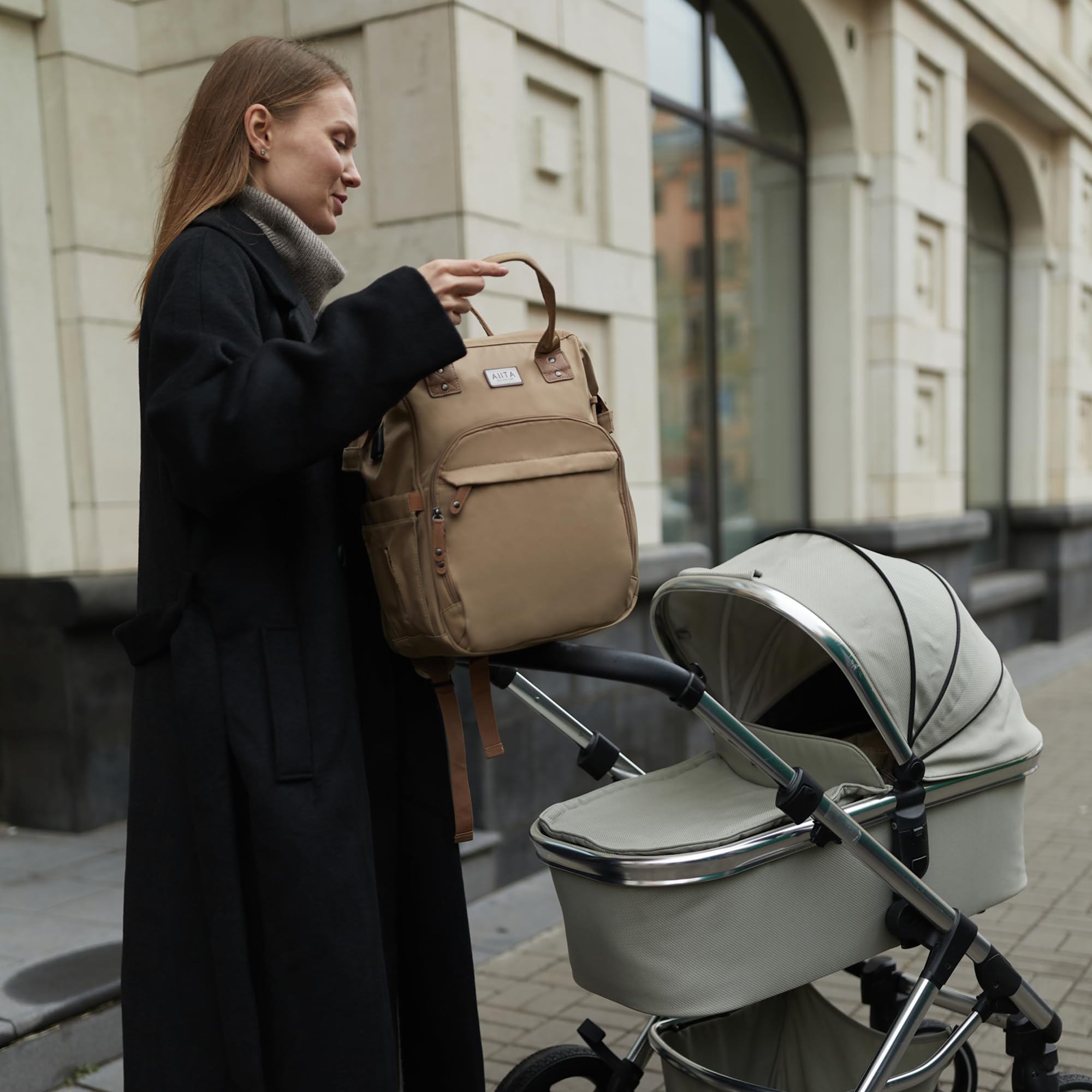 AIITA diaper bag padded shoulder straps provide comfortable all-day carrying