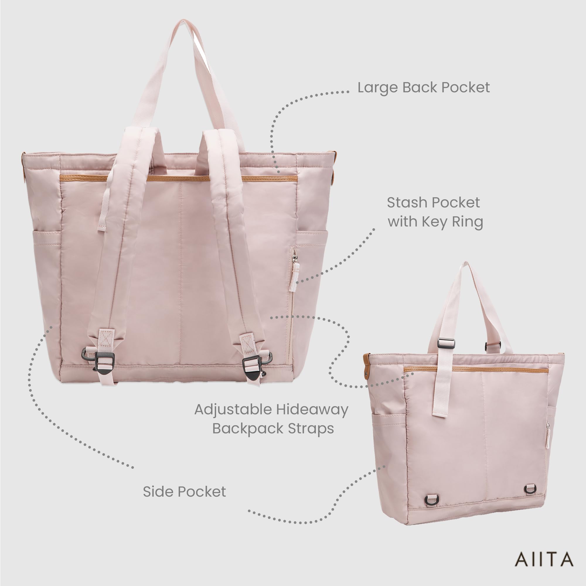 AIITA diaper bag tote has adjustable straps for comfortable, customizable carry.
