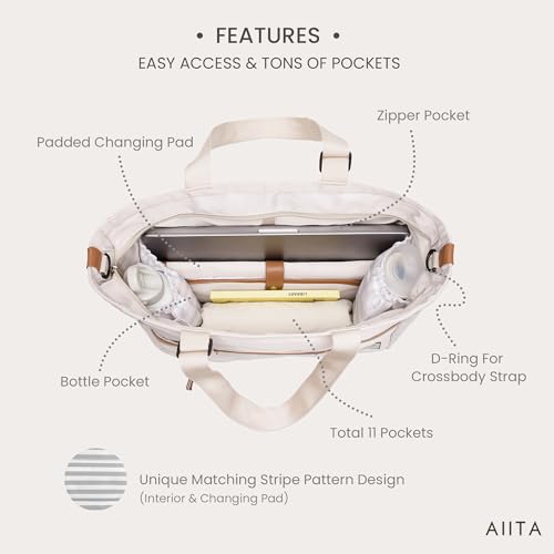 AIITA diaper bag tote features adjustable straps for multiple carries.