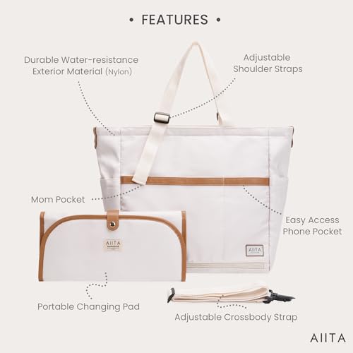 AIITA diaper bag tote uses water-resistant material to protect gear.