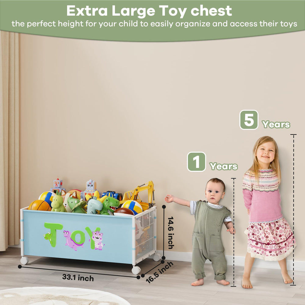 AIJIAMEIER 120L toy box capacity highlights ample storage for stuffed animals and blocks.