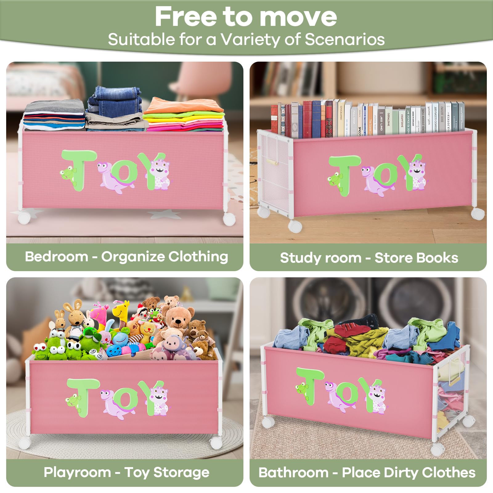 AIJIAMEIER easy-assembly design saves time when setting up a playroom storage solution.