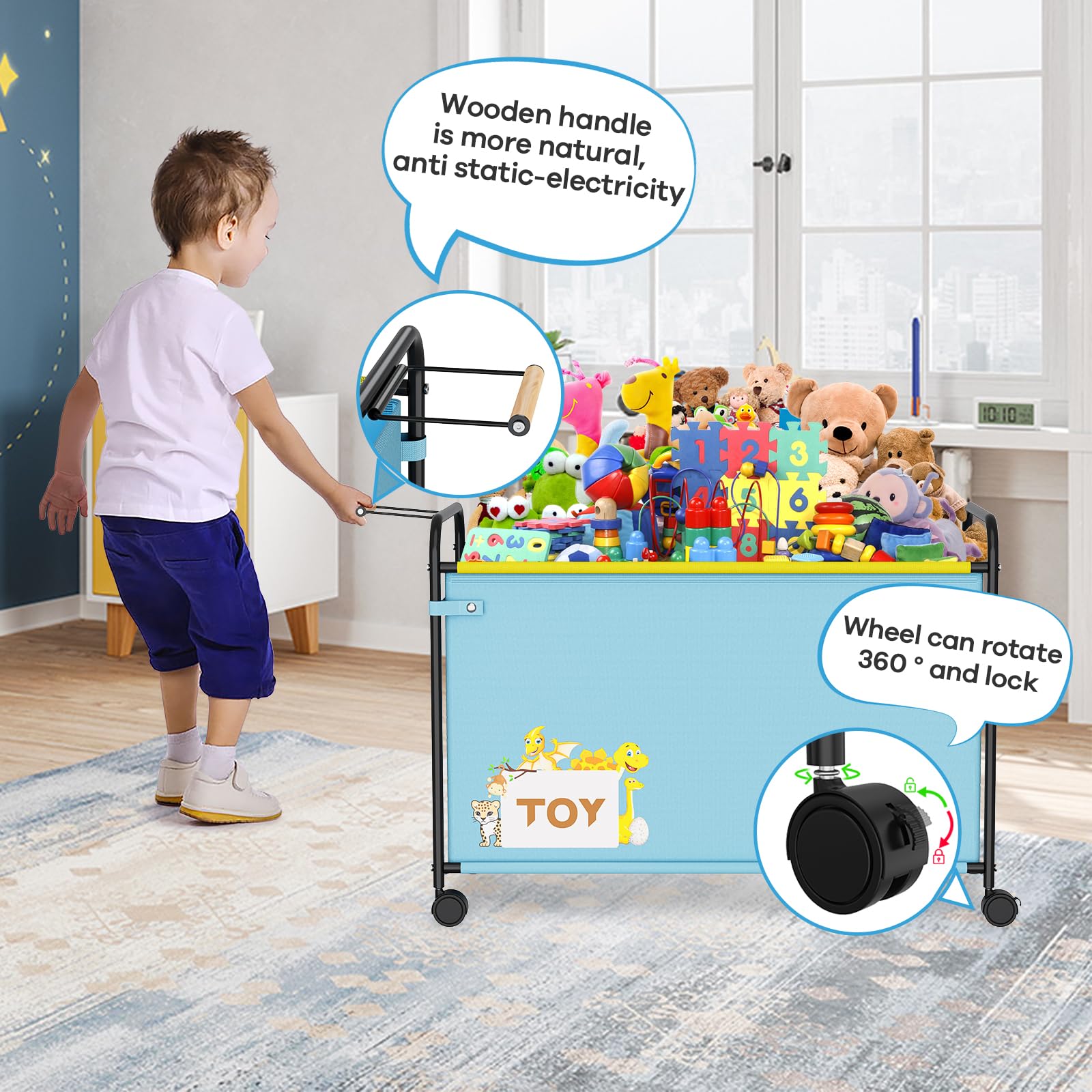 AIJIAMEIER 180L toy box blue easy assembly for busy households.