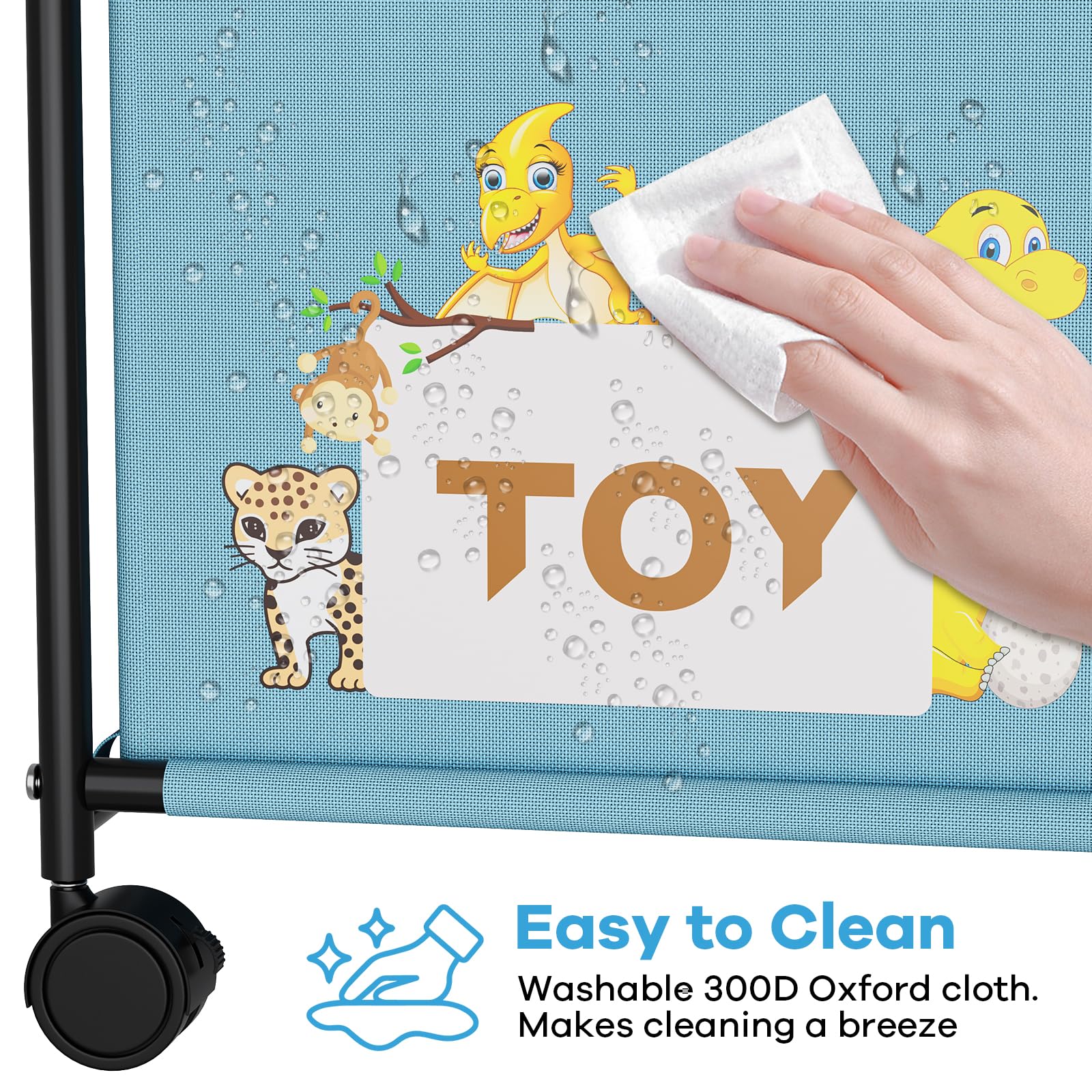 AIJIAMEIER 180L toy box blue ergonomic handle eases pulling and handling.