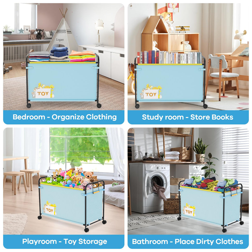 AIJIAMEIER 180L toy box blue stored items keeps stuffed animals neatly organized.