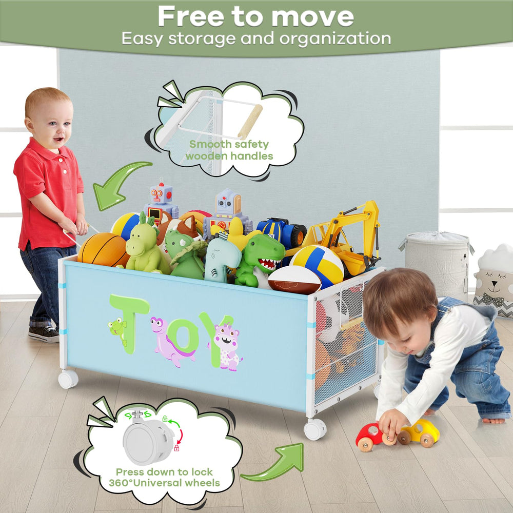 AIJIAMEIER metal frame toy box demonstrates durability and stability for busy kids.