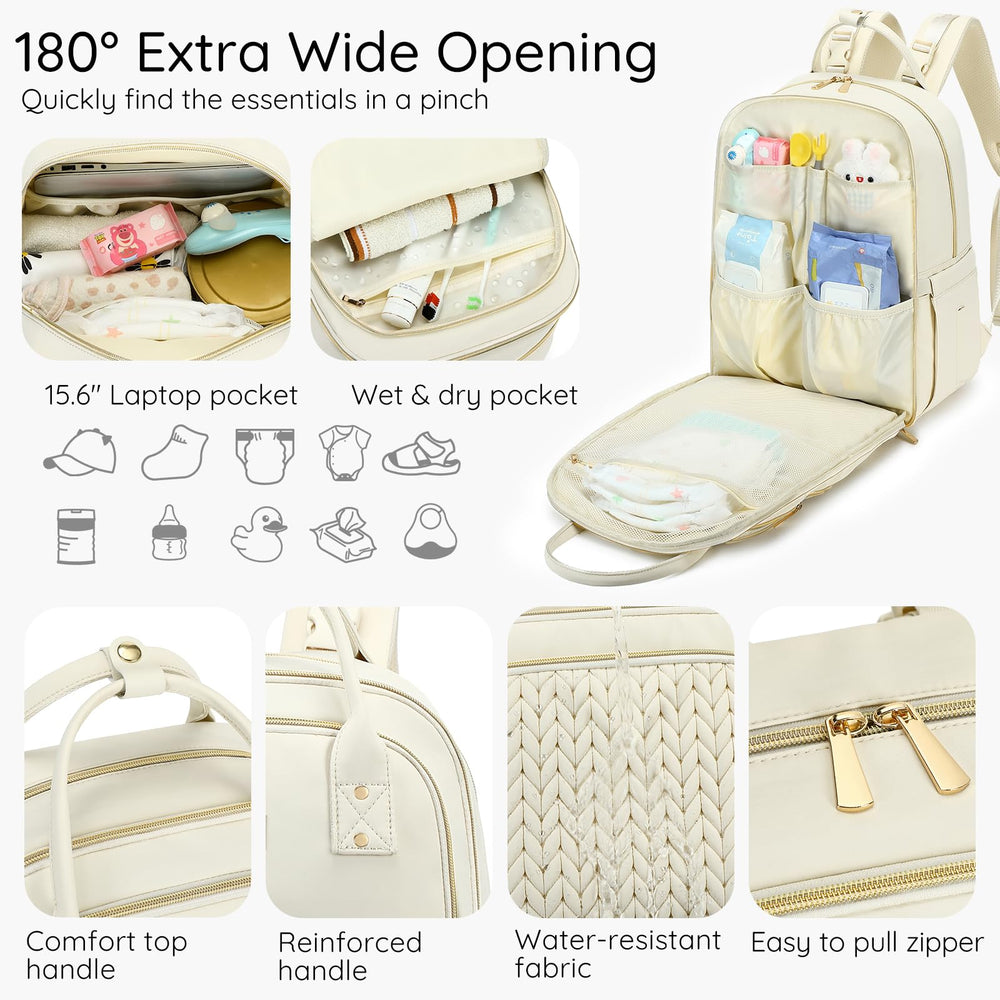 AIJIEKE Diaper Bag Backpack built-in changing pad included for quick diaper changes anywhere.