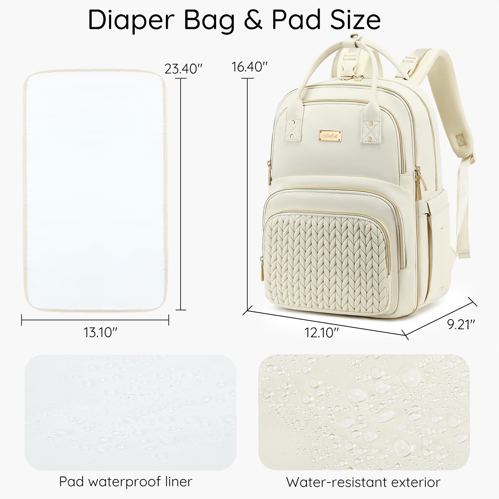 AIJIEKE Diaper Bag Backpack comfortable adjustable straps for long carry sessions.