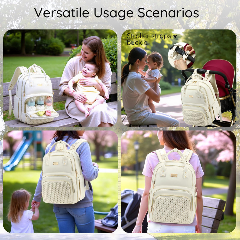 AIJIEKE Diaper Bag Backpack insulated pockets keep bottles ready for feedings on the move.