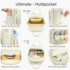 AIJIEKE Diaper Bag Backpack main compartment view highlighting versatile storage.