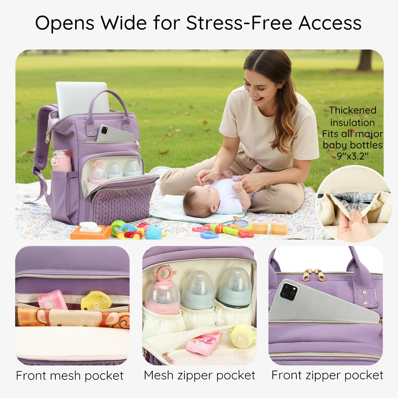 AIJIEKE Diaper Bag lightweight design reduces load for all-day outings.