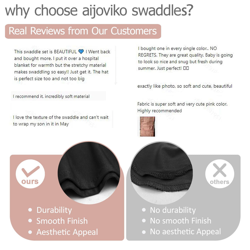 Aijoviko gift-set packaging with swaddle and hat in black