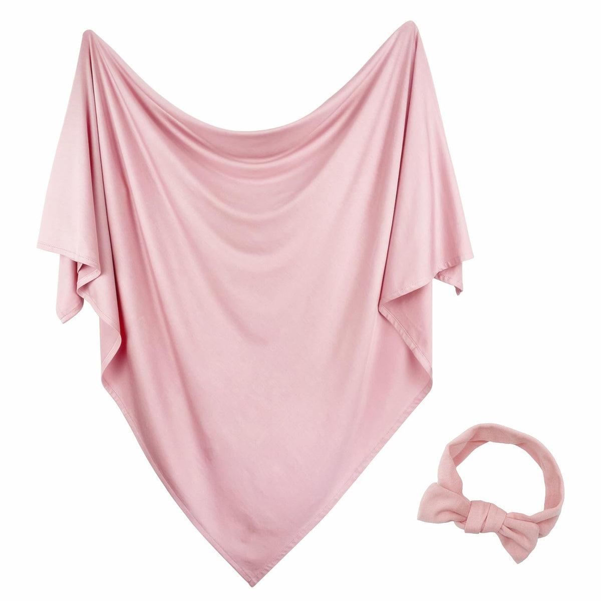 Aijoviko newborn swaddle blanket and hat set in blush with soft breathable fabric