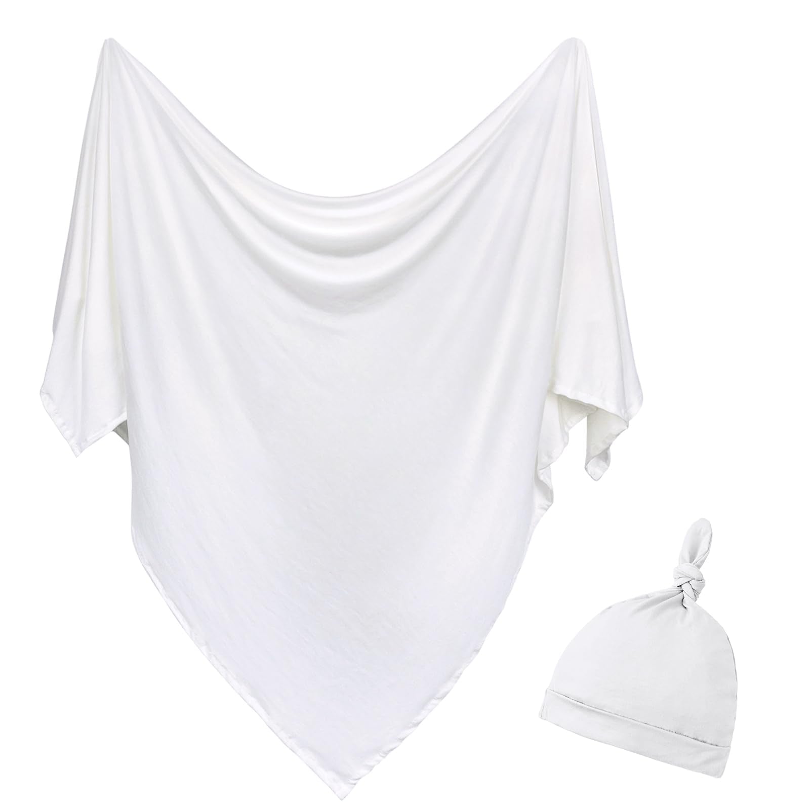 Aijoviko newborn swaddle blanket with hat in ivory gift box, ideal as a gift for new parents.