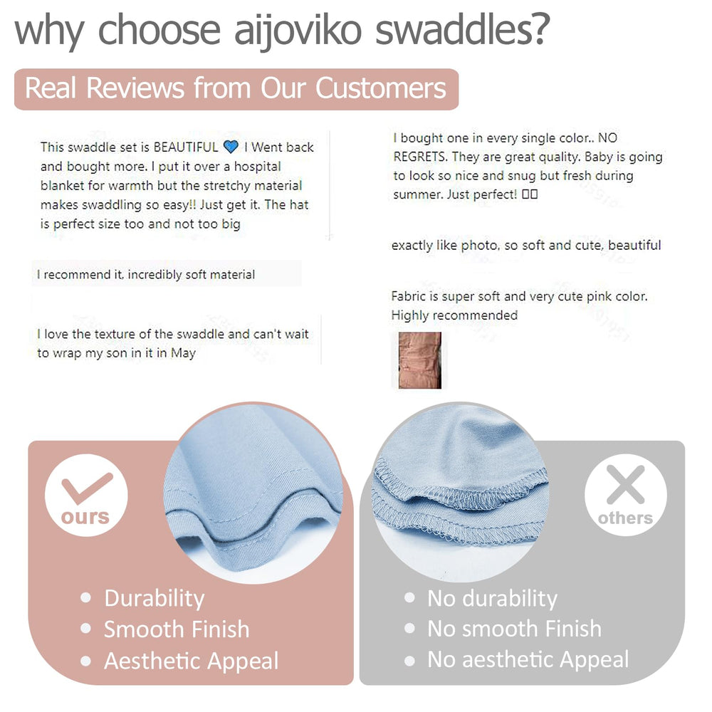 Aijoviko swaddle blanket 45x45 blue, larger wrap suitable for newborns to toddlers.