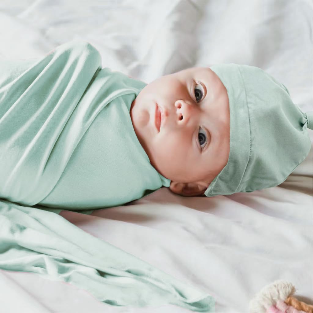 Aijoviko swaddle blanket hat set gift packaging showcases gender-neutral design for gifting.