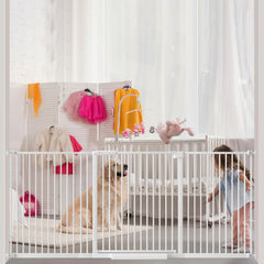 AIKSIWAI extra-wide gate extended width for easy hallway passage with pet safety