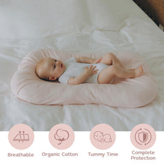 Aila + Aiden baby lounger pink for tummy-time with breathable support.